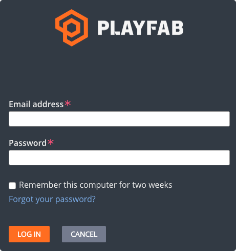 playfab 로그인 페이지