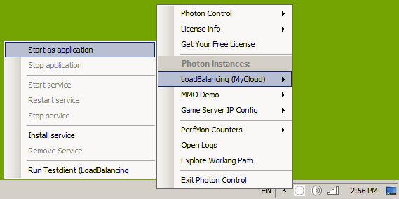 photon server screenshot: photon control