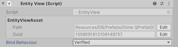 editing the bind behaviour on the entity view