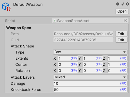 shapeconfig setting of the example asset as shown in the unity editor