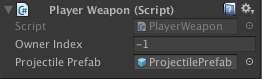 player weapon on inspector