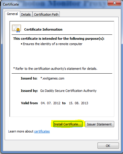 Photon Server: Install Certificate