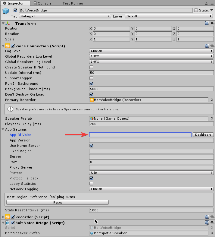 Configure Voice Application ID