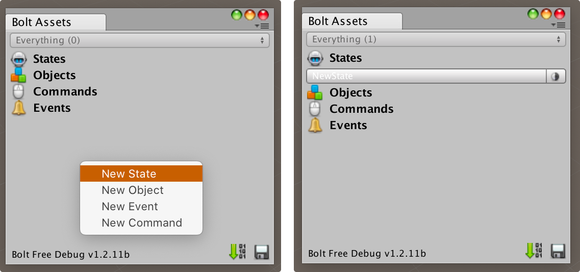 bolt assets window - create a new state