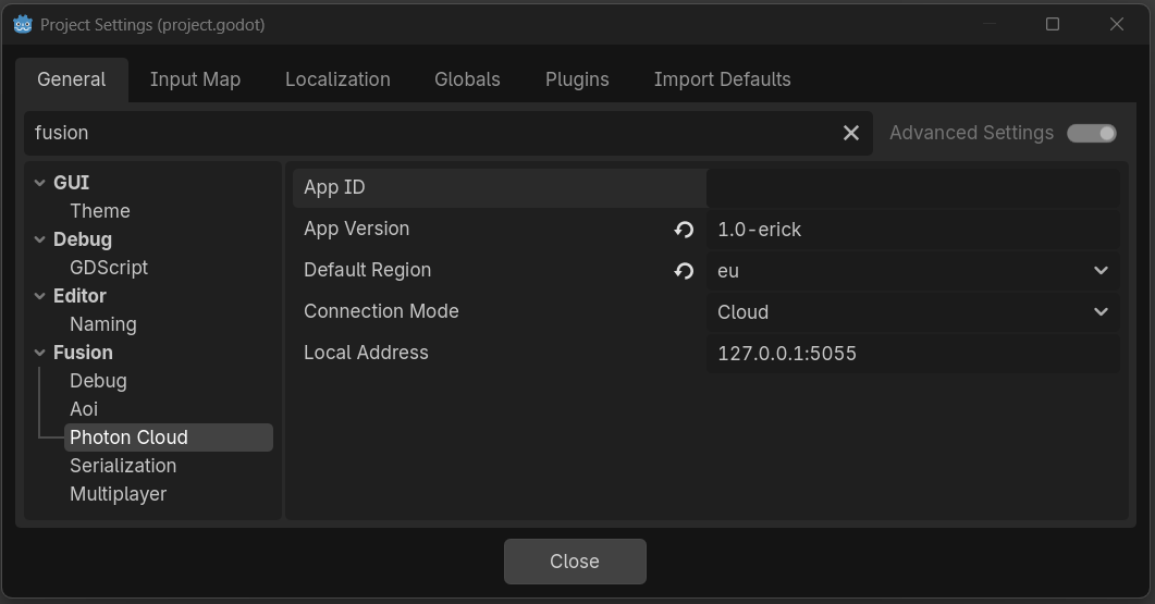 Project Settings — Fusion