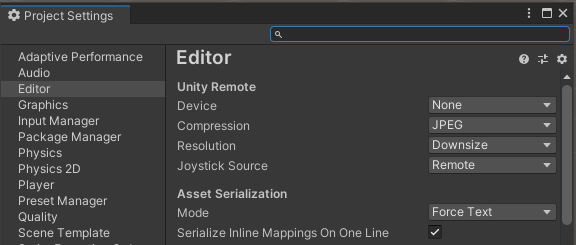 asset serialization mode