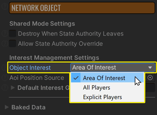 networkobject objectinterest options
