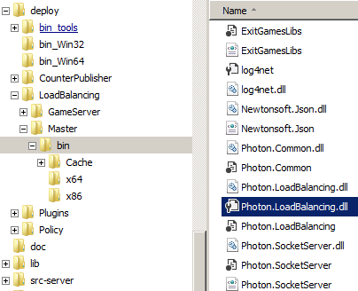 photon server screenshot: folder structure