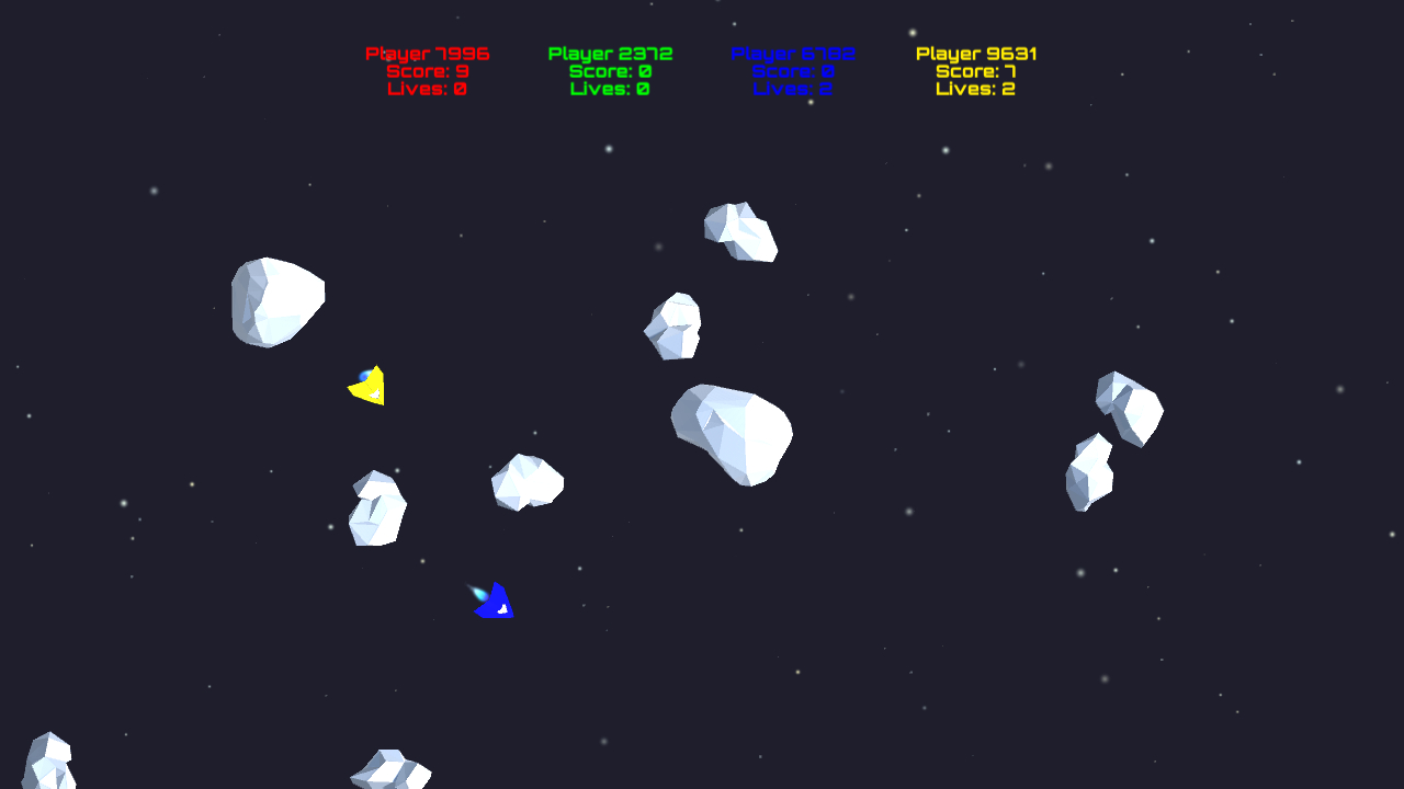 screenshot of the ported asteroids demo