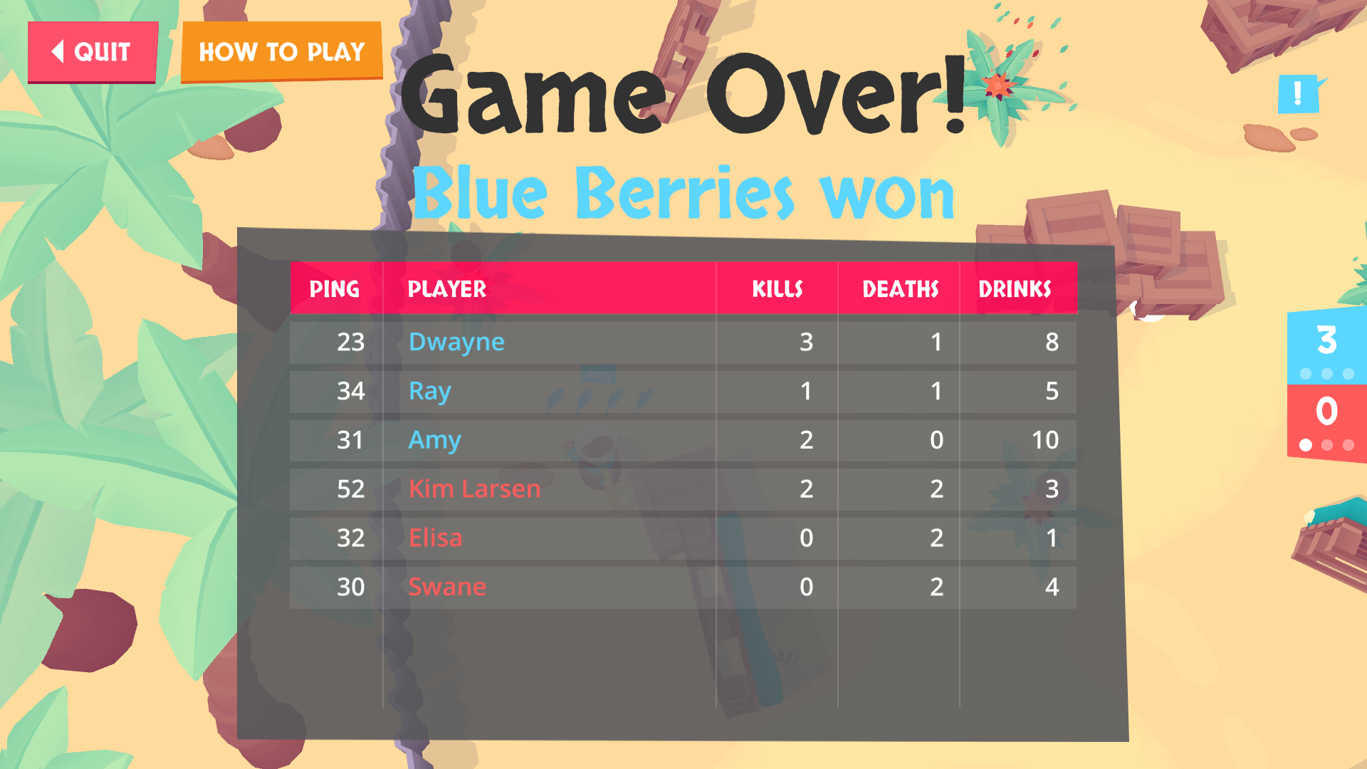 game over UI
