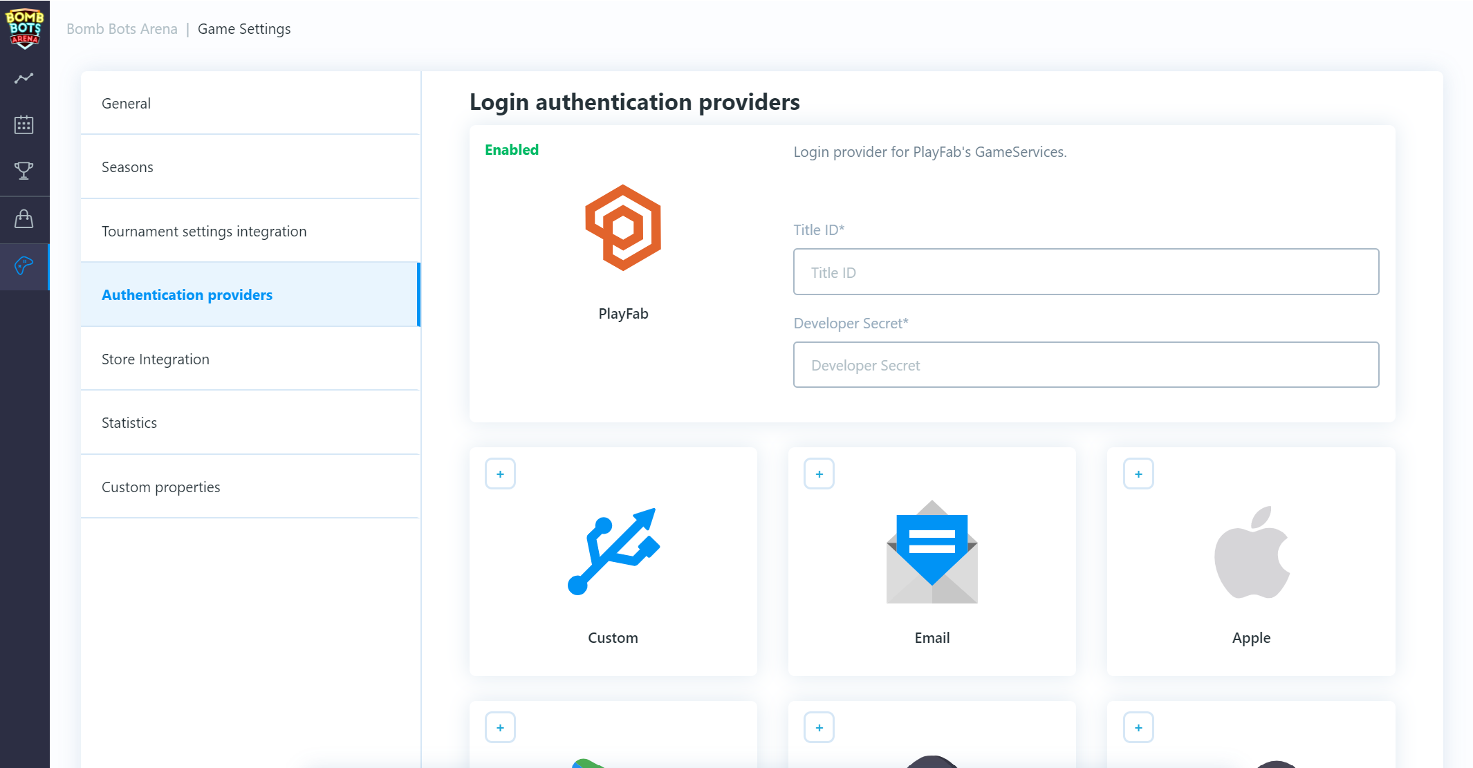 dashboard playfab login provider image