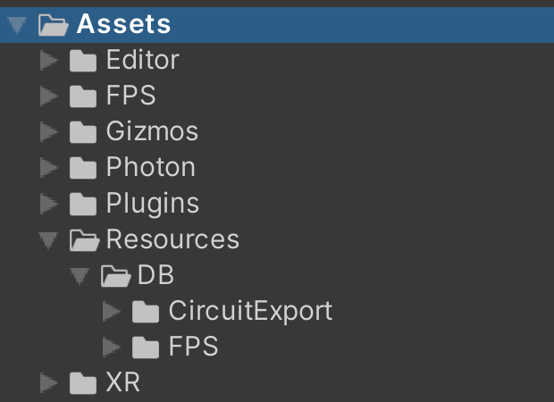 fps template folder structure in the unity project