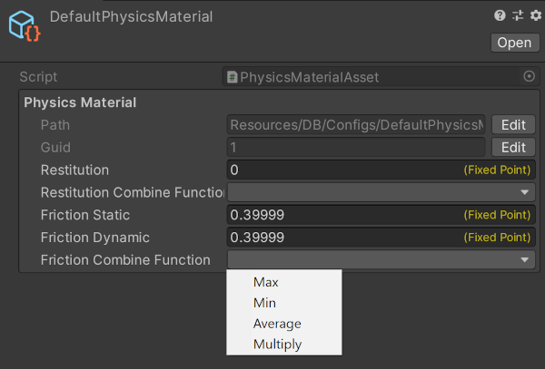 adjusting properties to physics materials