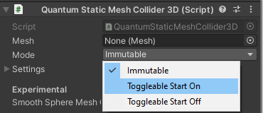 enable toggle on 3d static mesh colliders