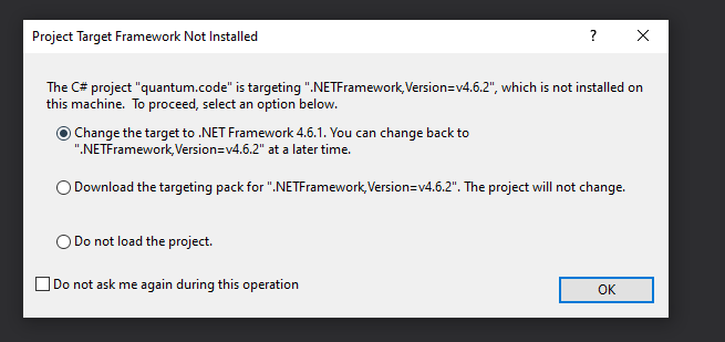 prompt to update .net framework