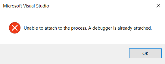 Unable to attach process error