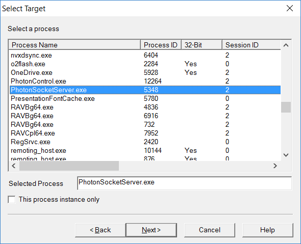 Select Target Process