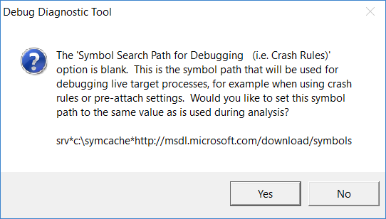 symbol search path for debugging