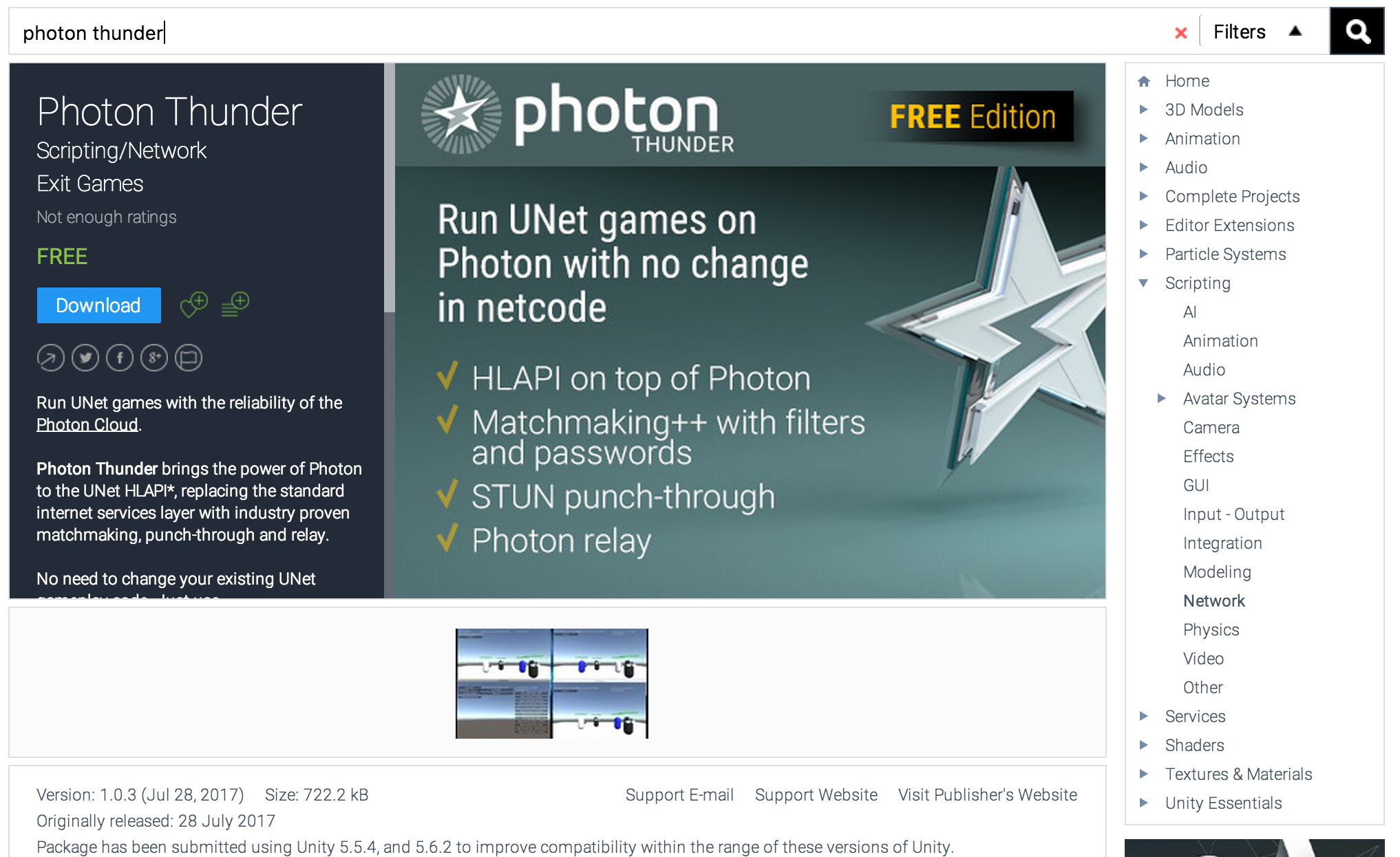 Photon Thunder package on the Unity Asset Store