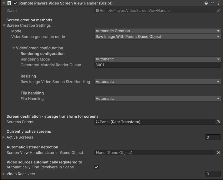 RemotePlayersVideoScreenViewHandler component