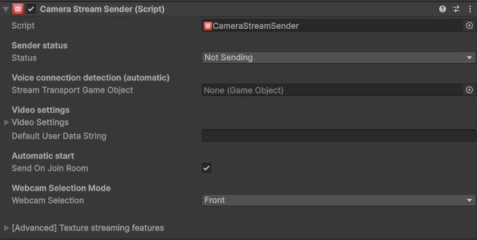 CameraStreamSender component