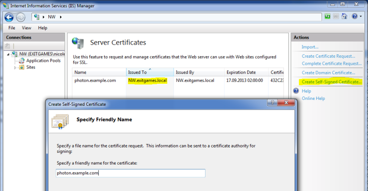 photon websocket secure: setup certificate screenshot 1